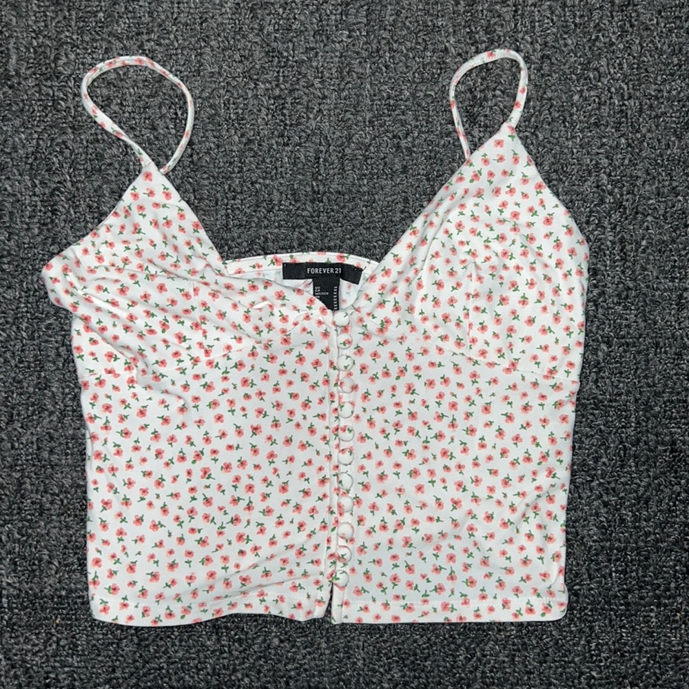 Forever 21 cropped tank flower pattern medium